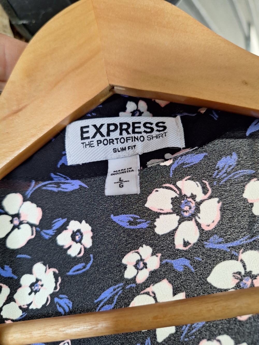 Express Slim Fit Portofino Shirt - Black Floral